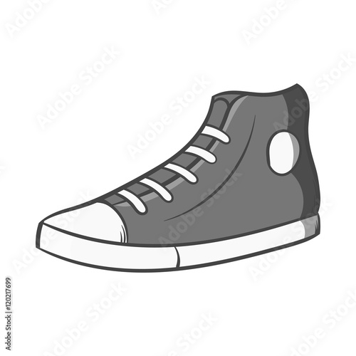 Sneakers icon in black monochrome style isolated on white background. Shoes symbol vector illustration