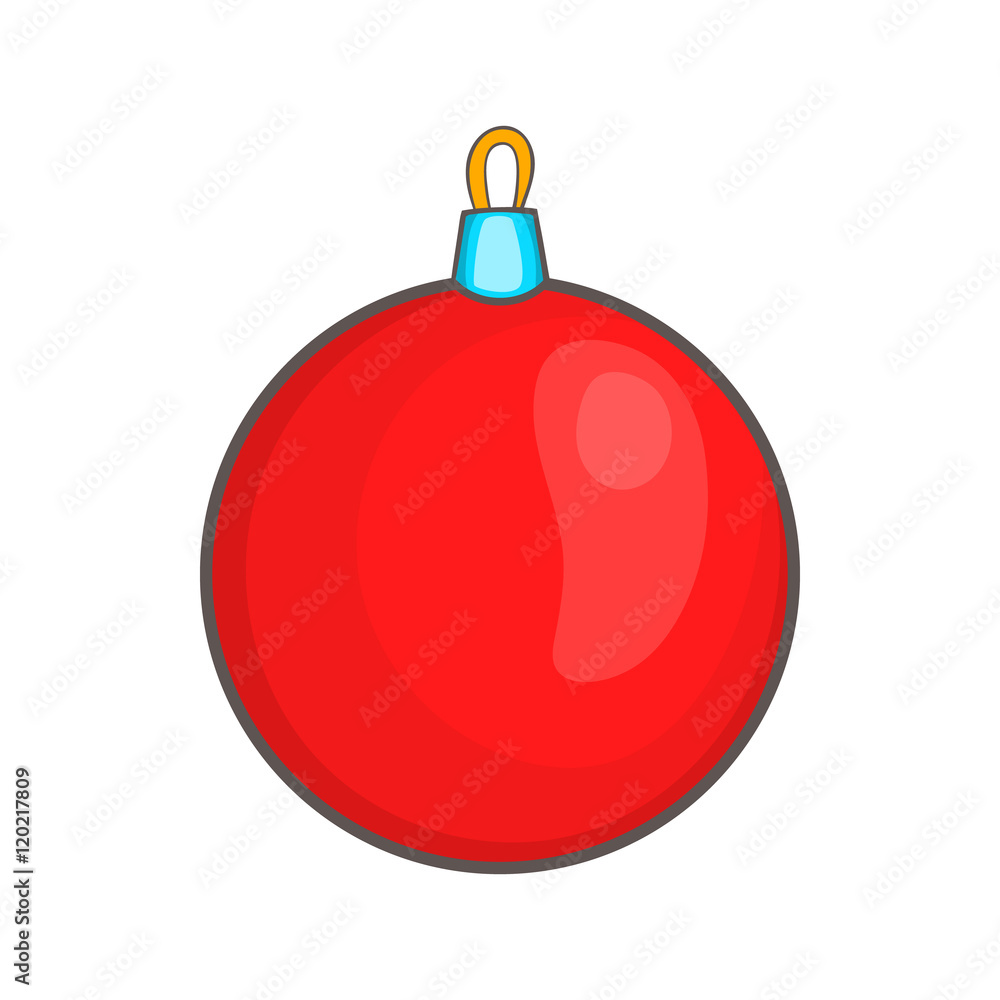 Red Christmas ball in cartoon style isolated on white background vector illustration Red Christmas ball in cartoon style isolated on white background vector illustration