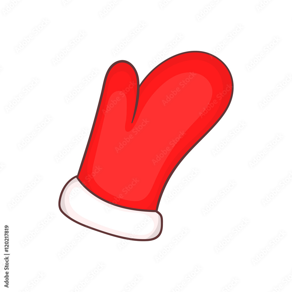 Knitted christmas mitten in cartoon style isolated on white background vector illustration Knitted christmas mitten in cartoon style isolated on white background vector illustration