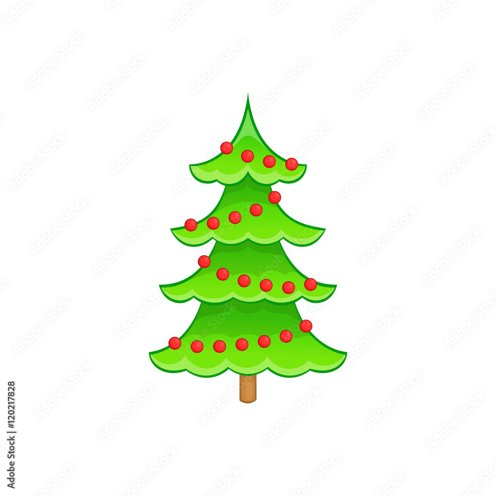 Christmas tree in cartoon style isolated on white background vector illustration
