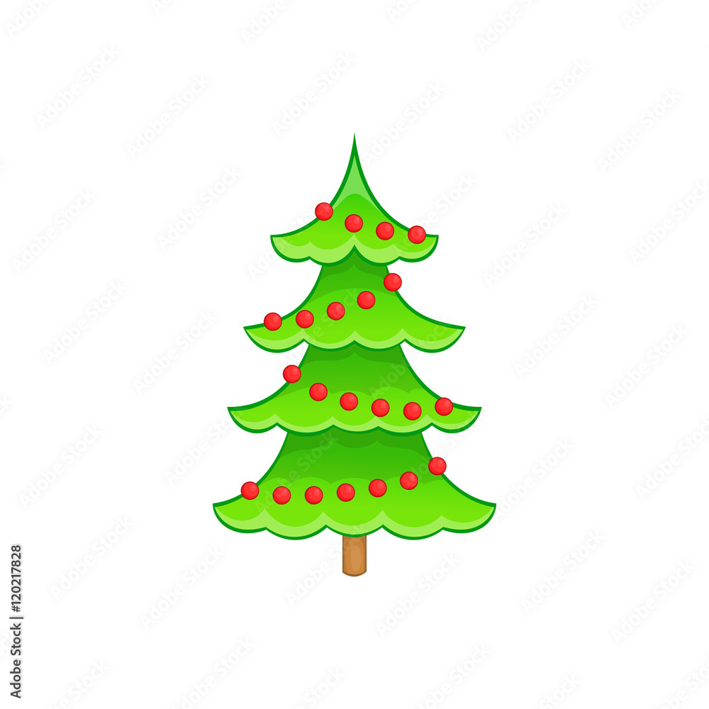 Christmas tree in cartoon style isolated on white background vector illustration Christmas tree in cartoon style isolated on white background vector illustration