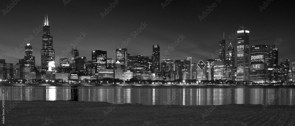 Naklejka premium Chicago Panoramiczna linia horyzontu
