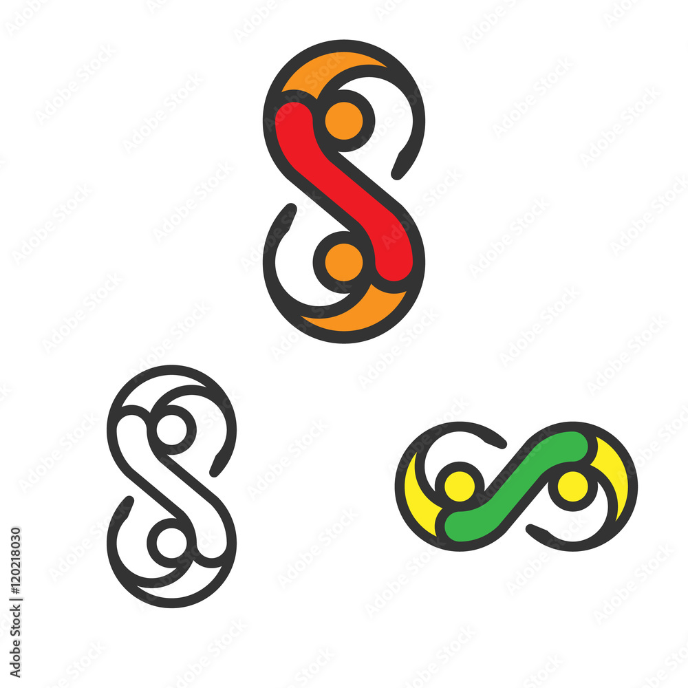 Logo Template Set. Letter S Or Infinity Symbol. Logotype Variant Logo Template Set. Letter S Or Infinity Symbol. Logotype Variant