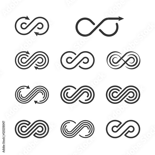 Infinity Logo Template Set. Infinite Symbol Icon Collection. Vec
