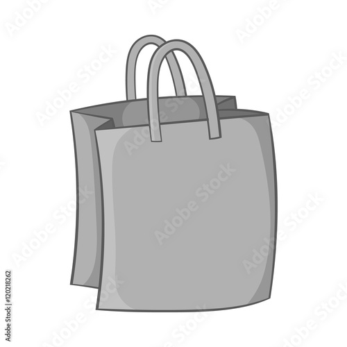 Bag with handles icon in black monochrome style isolated on white background. Shopping symbol vector illustration