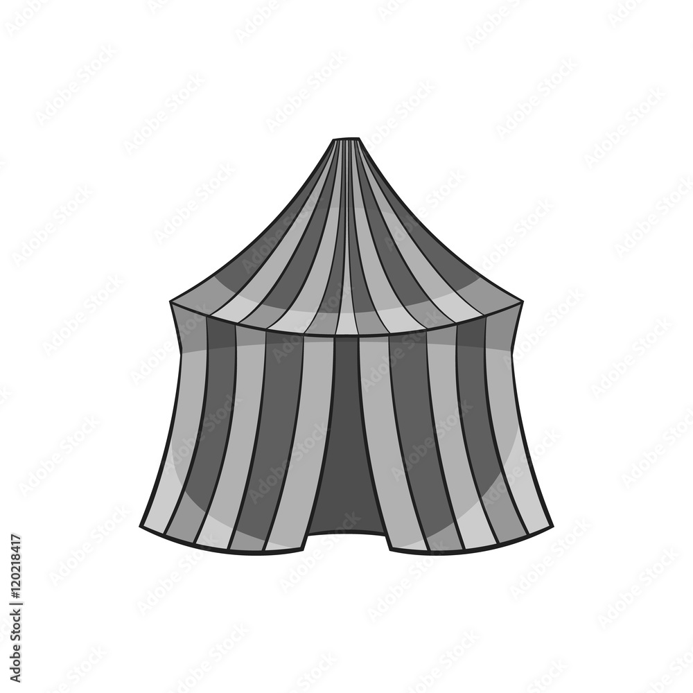 Circus tent icon in black monochrome style isolated on white background. Entertainment symbol vector illustration