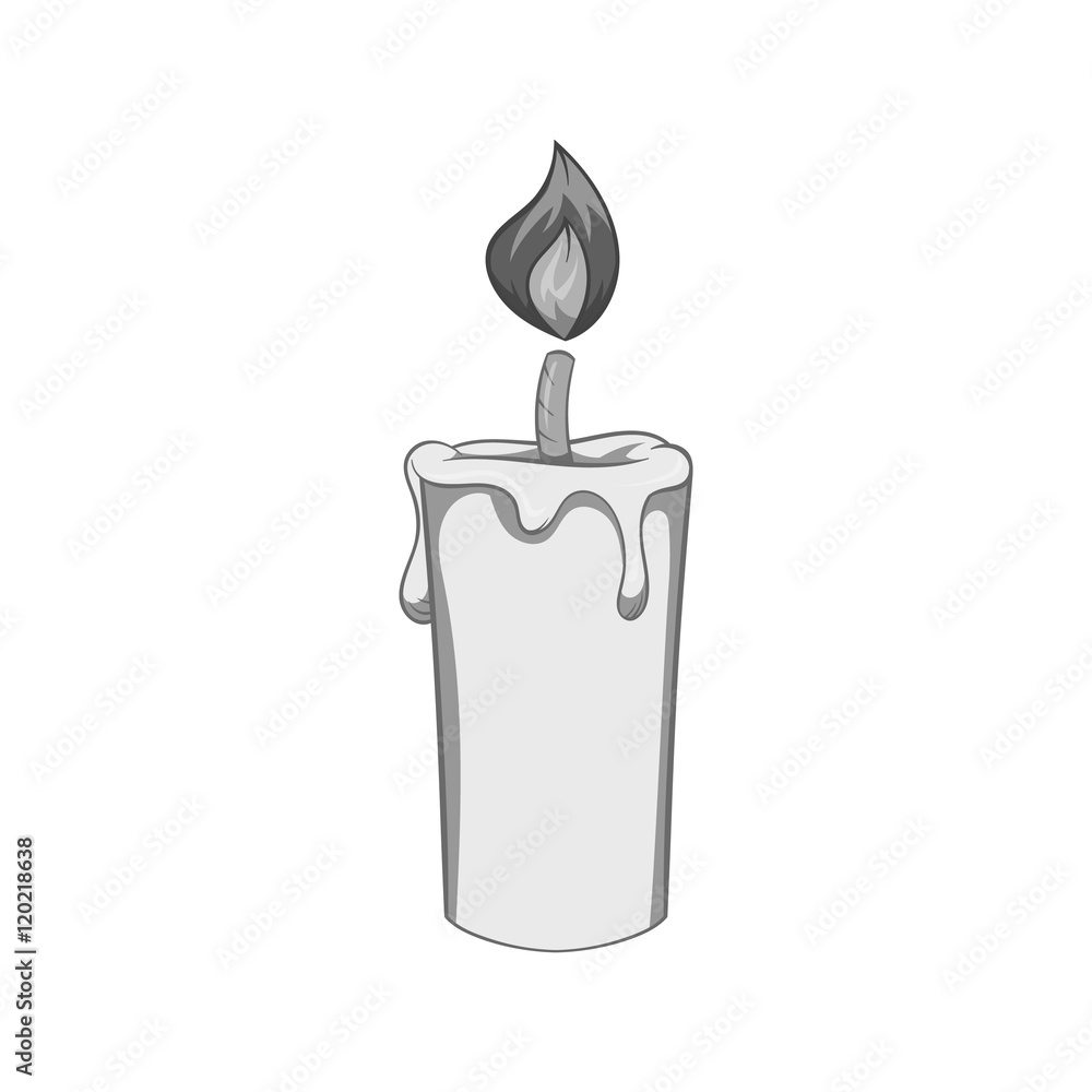 Candle icon in black monochrome style isolated on white background. Light symbol vector illustration Candle icon in black monochrome style isolated on white background. Light symbol vector illustration