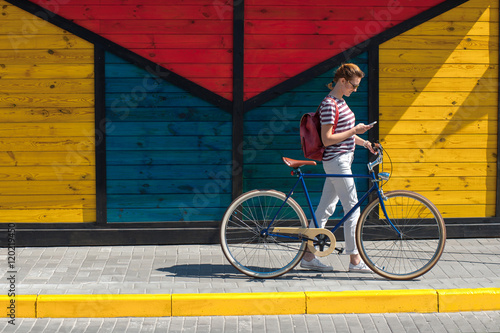 beautiful woman in jeans with bike10