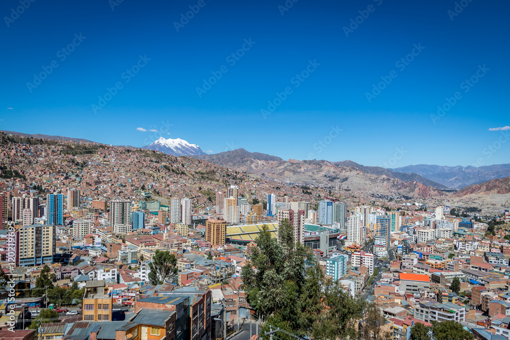 View of La Paz with Illimani Mountain - La Paz, Bolivia