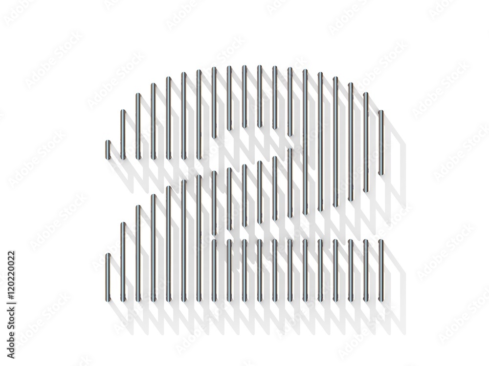 Silver, steel wire font. Number TWO 2 Silver, steel wire font. Number TWO 2
