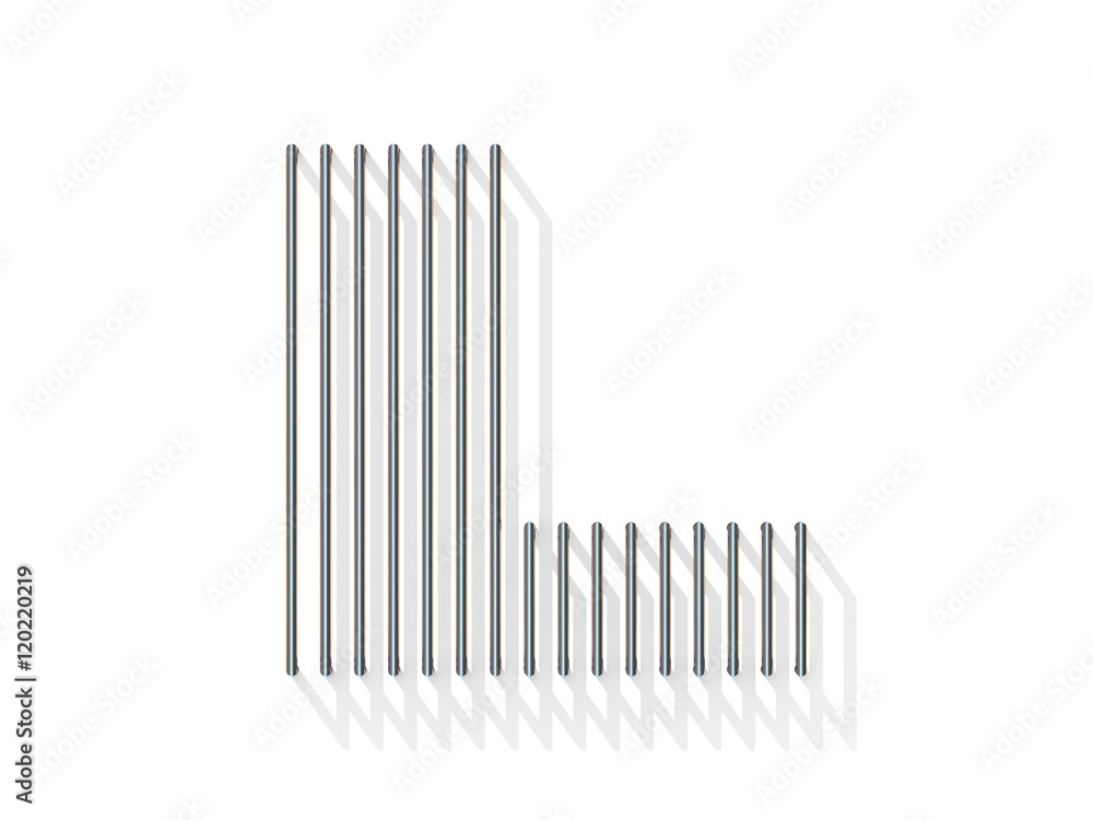 Silver, steel wire font. Letter L Silver, steel wire font. Letter L