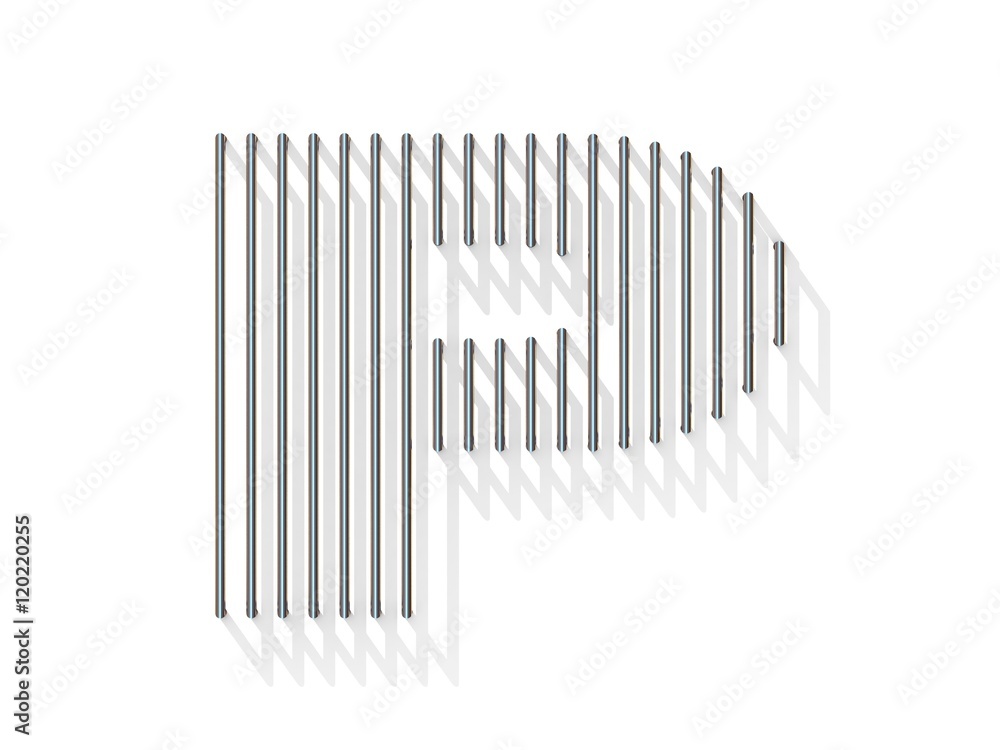 Silver, steel wire font. Letter P