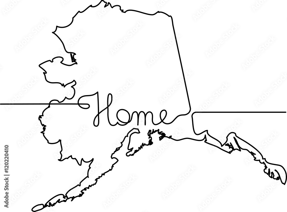 continuous line drawing of Alaska home sign Stock Vector Adobe Stock