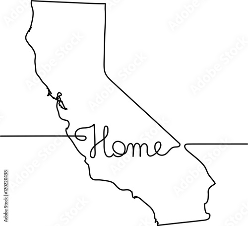 continuous line drawing of California home sign