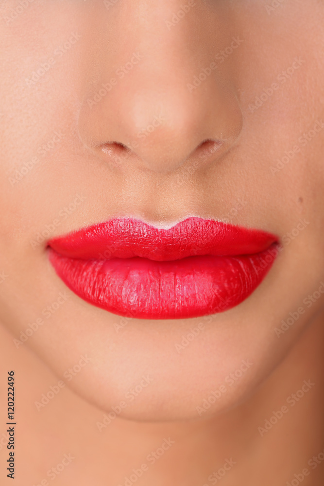 Obraz premium Classic red lips. Close up