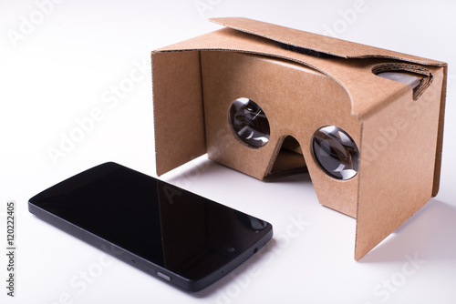 cardboard virtual reality headset and a smartphone  photo