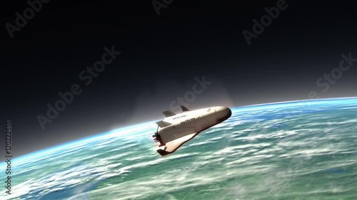 Computer generated, Spaceship re-entry, descend	