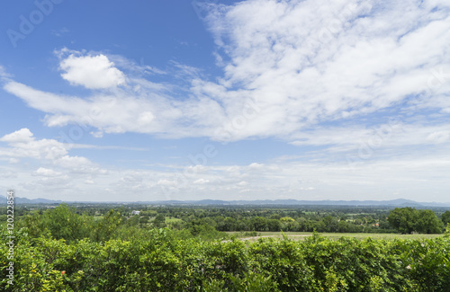 blue sky and cloud on view point of hill