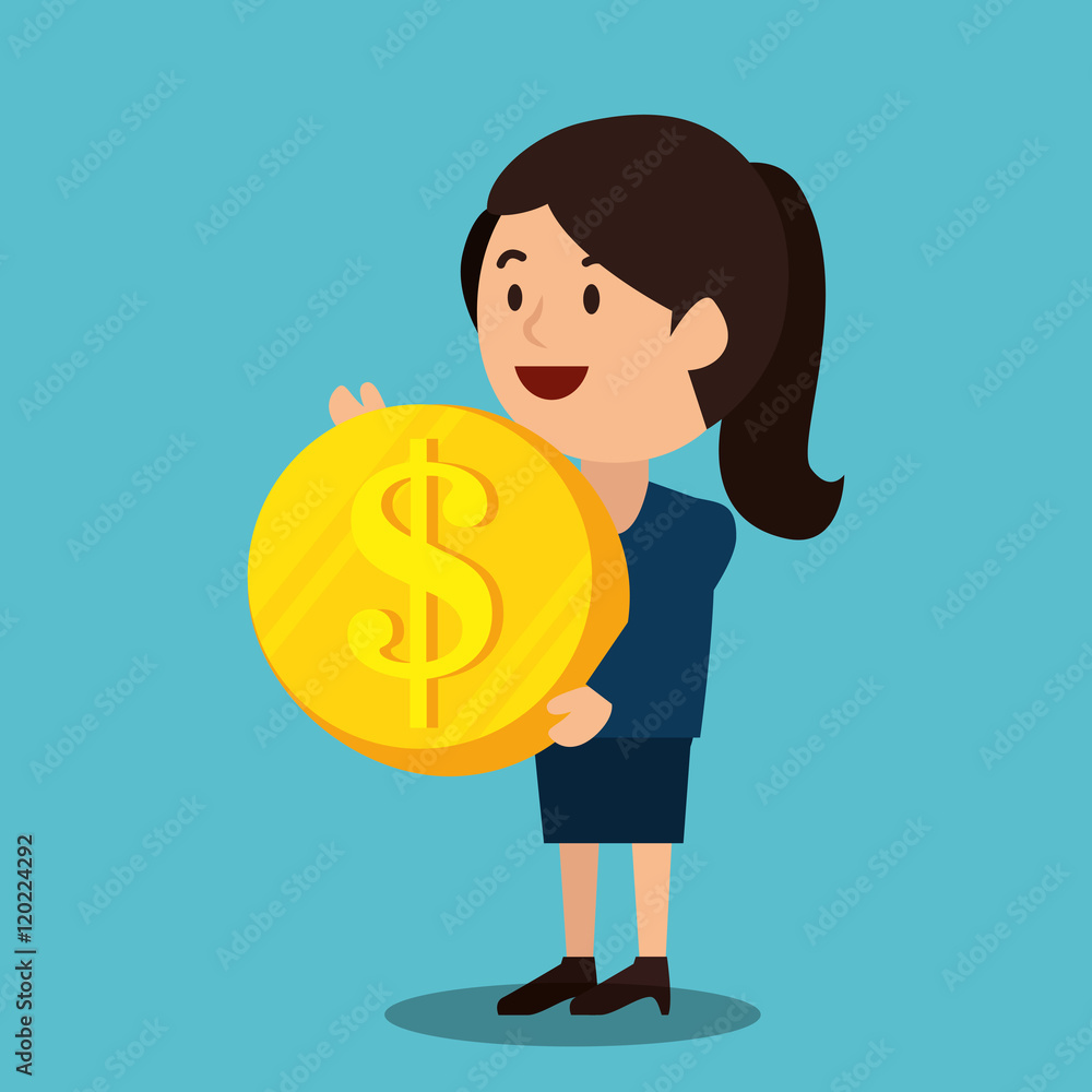 woman cartoon money earnings design isolated vector illustration eps 10 woman cartoon money earnings design isolated vector illustration eps 10