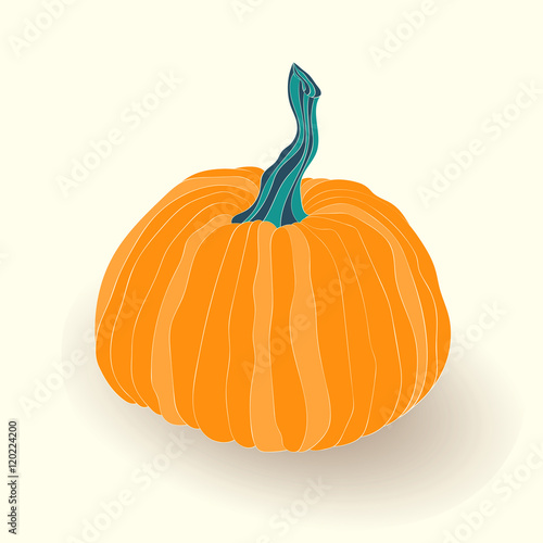 Card with pumpkin on white background.