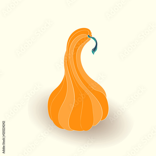 Card with pumpkin on white background.