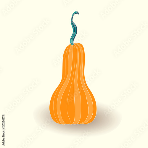 Card with pumpkin on white background.