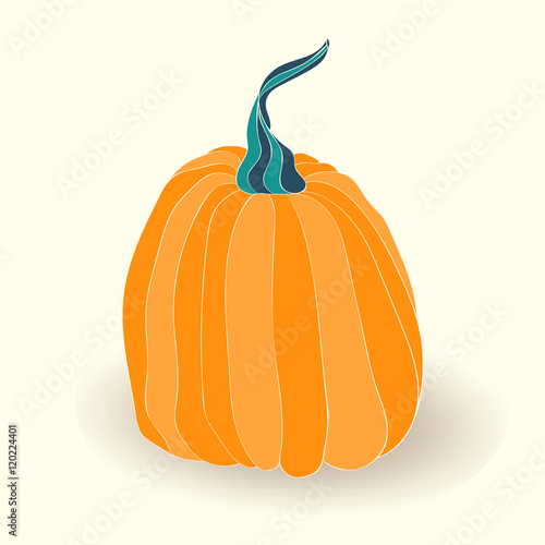 Card with pumpkin on white background.
