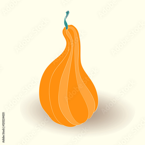 Card with pumpkin on white background.