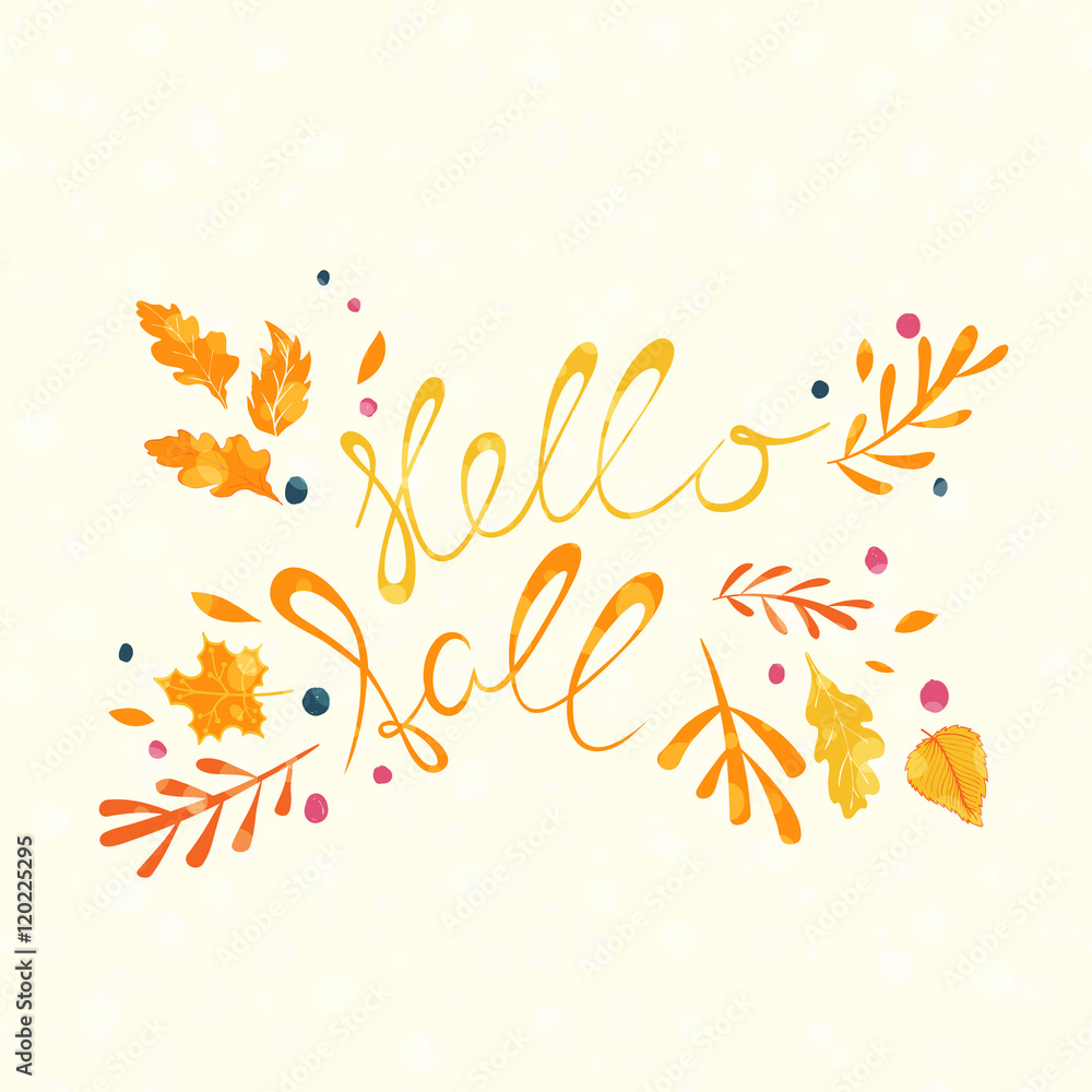 Obraz premium Hello Fall hand lettering