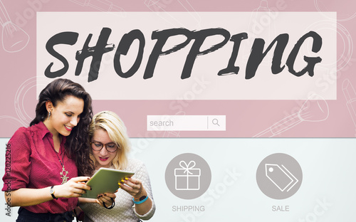 Shopping Online Buy Sale Shopahoslics Concept photo