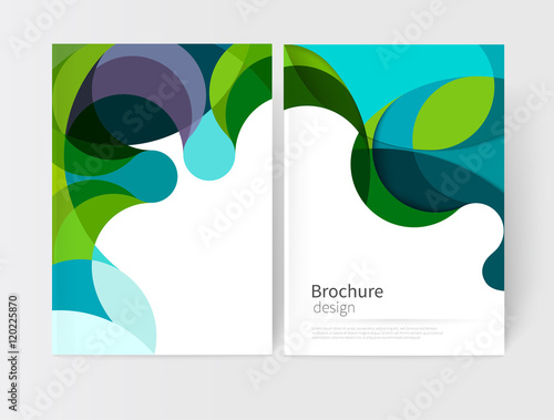 vector white business brochure cover template.modern abstract background green and blue waves .EPS 10