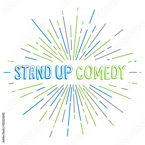 stand up comedy text show sunrays retro theme