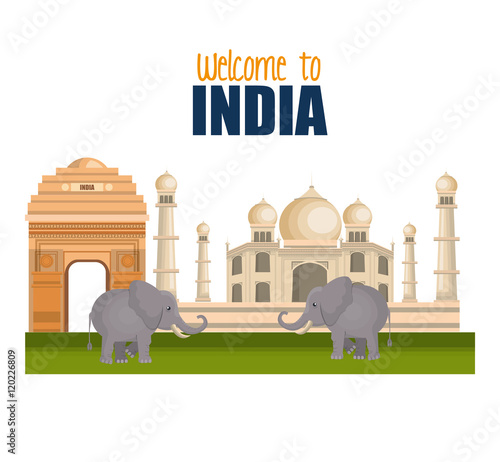 set monuments india design vector illustration eps 10
