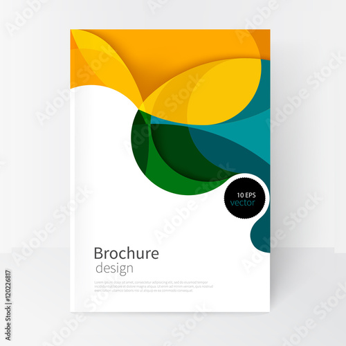 vector white business brochure cover template.modern abstract background green, yellow and blue waves .