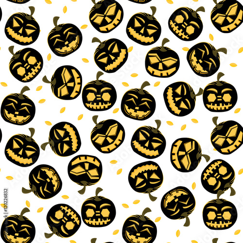 Seamless Pattern with Halloween Pumpkins.