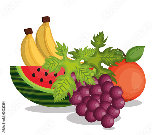 Fototapeta Naklejka Na Ścianę i Meble -  set cartoon fruits tropicals design vector illustration eps 10