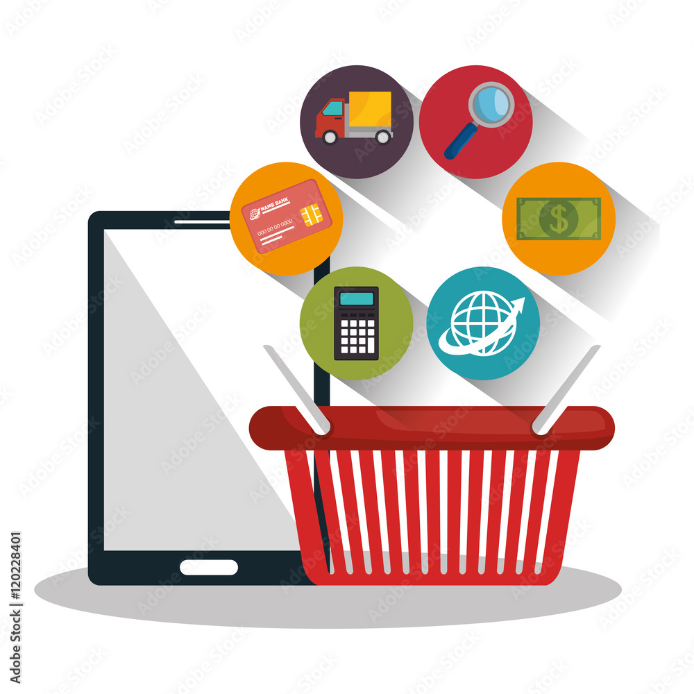 basket e-commerce shop online design vector illustration eps 10 Stock ...