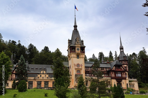 View of Peles Castle, at Sinaia, Romania, former royal residence in the late 1800's and first half of 1900's.