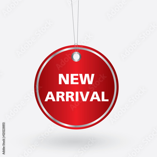 red oval new arrival tag. vector illustration