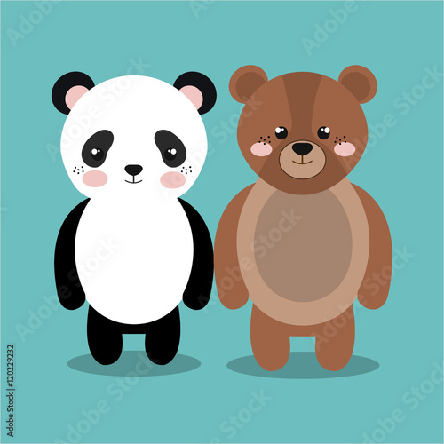 cartoon animal panda bear plush stuffed design vector illustration eps 10