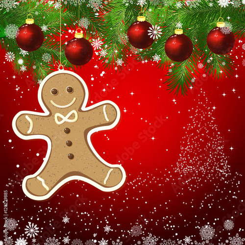Gingerbread man New Year design background.