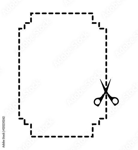 cut scissor frame lines figure vector illustration design