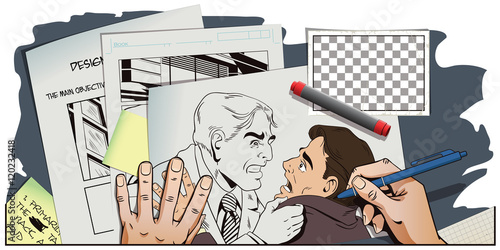 Conflict men. Fight businessman.