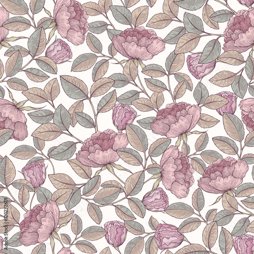 Fototapeta Naklejka Na Ścianę i Meble -  Hand drawn rose garden