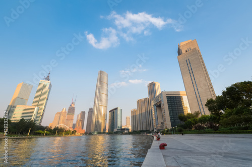 tianjin cityscape at dusk
