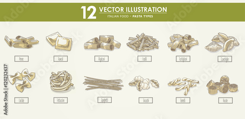 
HAND-DRAWN vector illustrations set - Italian pasta vol. 1