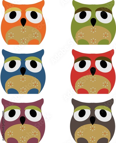 Wallpaper Mural Vector set of a colorful owls on a white background Torontodigital.ca