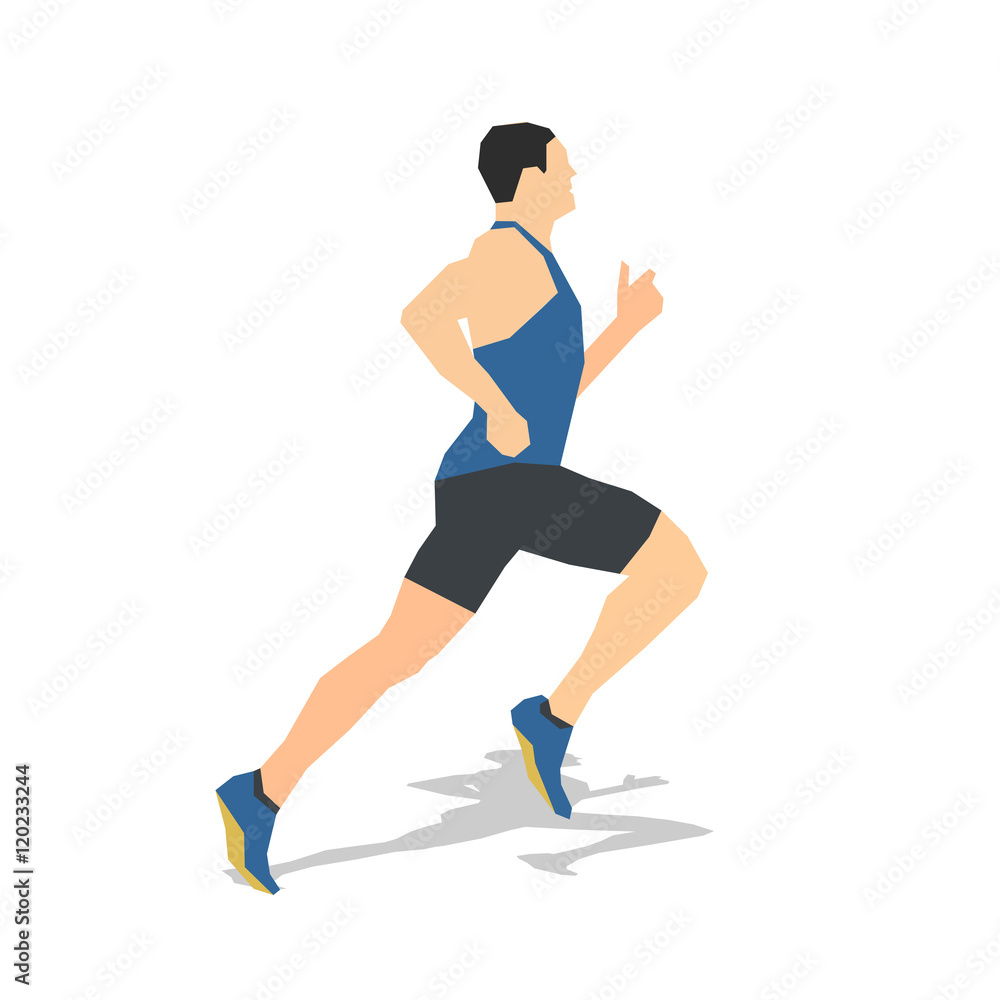Running man, flat design. Abstract vector runner illustration. R