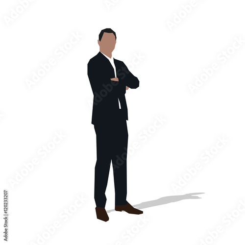 Businessman standing with folded arm, abstract vector illustrati