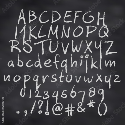 Vector illustration of alphabet in chalk photo